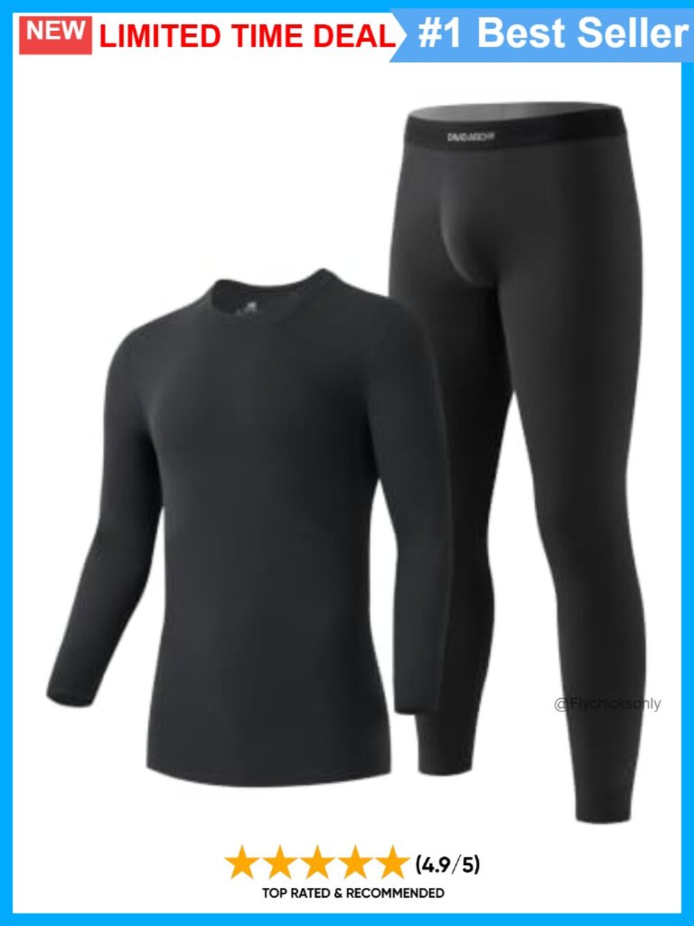 Men's Lightweight Thermal Underwear Set Breathable Base Layer Cold Weather